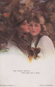 One Kind Act A Day Love As Boy Scouts Antique Postcard