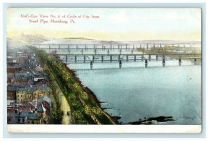 c1910's Bird's Eye View Of Circle City From Stand Pipe Harrisburg PA Postcard 