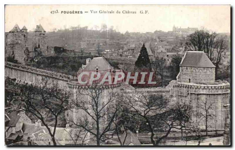 Old Postcard Fougeres General view of the Chateau