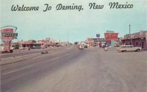 Autos Chevron Street Scene Deming New Mexico 1940s Postcard Schaaf 12654