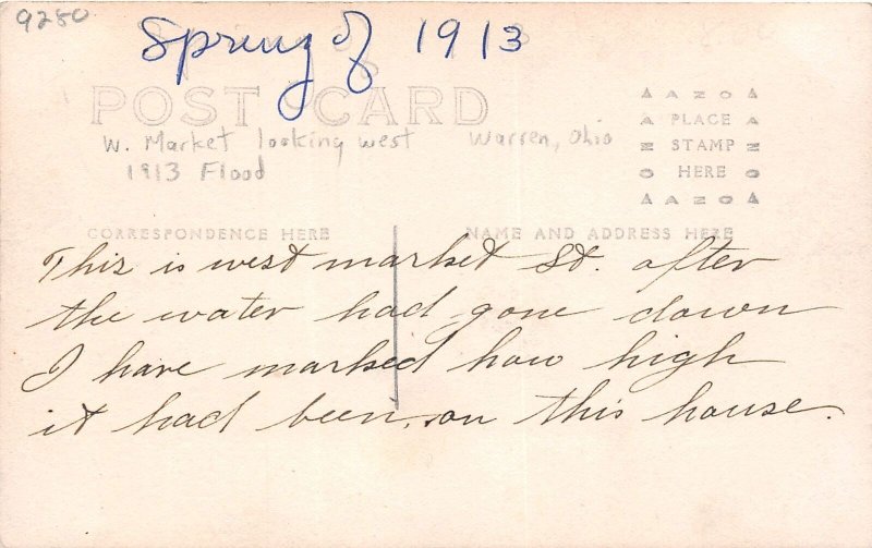 J70/ Warren Ohio RPPC Postcard c1913 Flood Disaster Homes 264