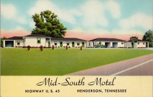 Mid-South Motel Henderson TN Postcard PC436