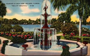 Florida Orlando Fountain At Eola Park 1941