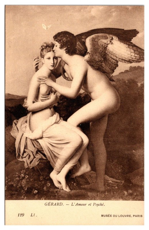 Antique Louvre Museum Art, Gerard - L'Amour et Psyche', Paris, France Postcard