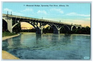 c1940 Memorial Bridge Spanning Flint River Exterior View Albany Georgia Postcard