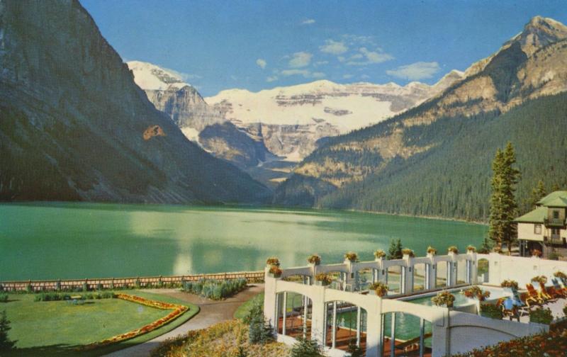Lake Louise Alberta AB Swimming Pool Canadian Rockies Vintage Postcard D23 