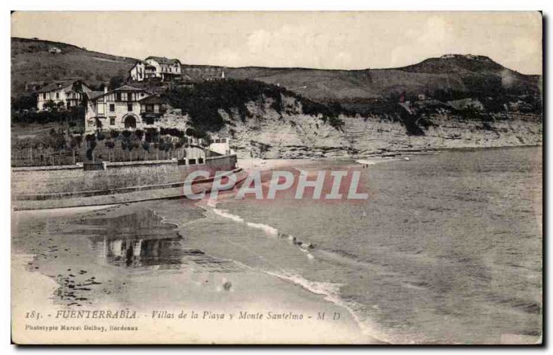 Old Postcard Spain Spain Espana Fuentarrabia Villas de Playa y Monte Santelmo