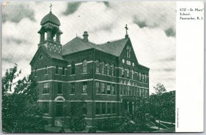 Saint Mary's School Pawtucket Rhode Island RI Black & White Antique Postcard