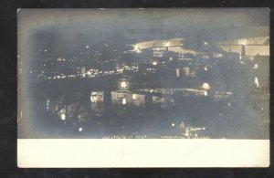 RPPC MARIETTA OHIO BIRDSEYE VIEW AT NIGHT VINTAGE REAL PHOTO POSTCARD FISCHER