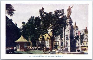 VINTAGE POSTCARD THE MONUMENT DE LA FOI AT QUEBEC CITY CANADA 1950s