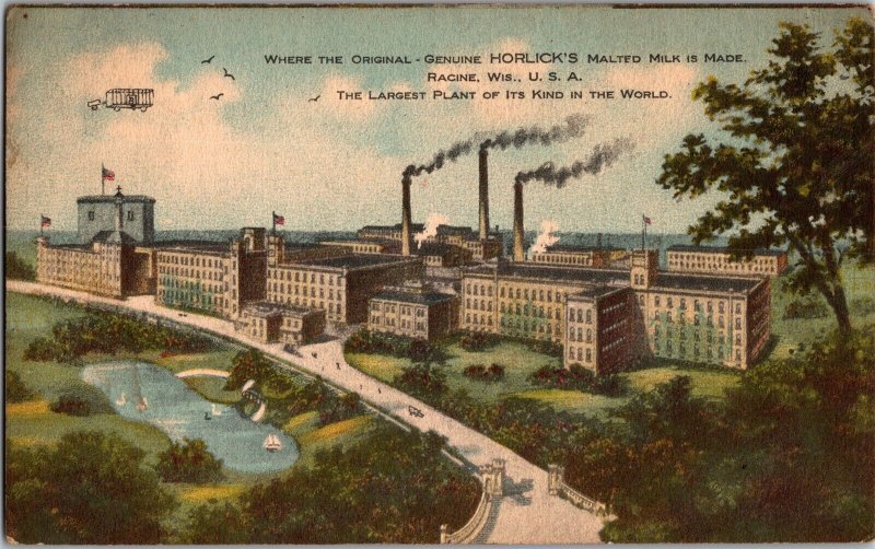 Horlick's Malted Milk Plant, Racine WI Advertising Vintage Postcard M42