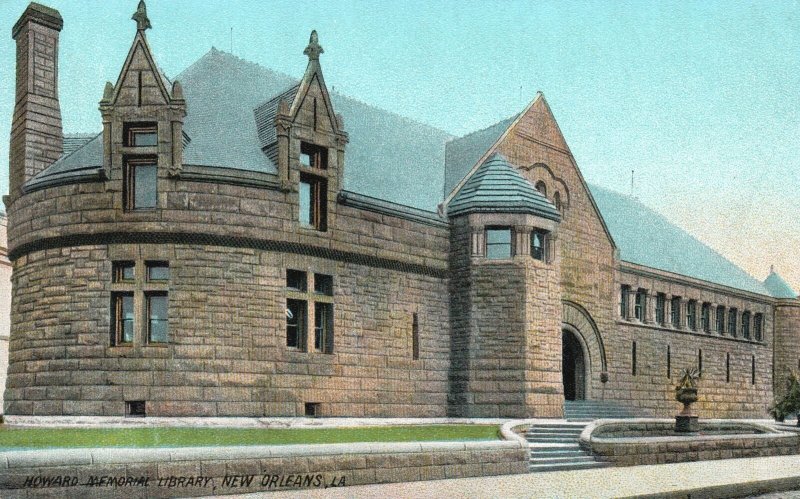 Vintage Postcard Howard Memorial Library Building New Orleans Louisiana F. M. K.