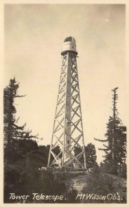 RPPC Tower Telescope, Mt. Wilson Observatory, CA c1910s Vintage Photo Postcard