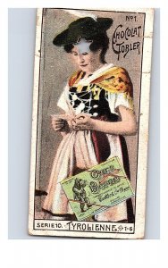 Vintage 1890's Victorian Trade Card Toblerone Swiss Chocolate - Swiss Woman