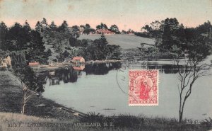 LAKE DAKAPUNA NEW ZEALAND TO USA JOLLY JOKER POSTCARD EXCHANGE 1912