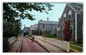 NANTUCKET, MA Massachusetts ~ MARTIN'S LANE Street Scene Bicycle c1960s Postcard