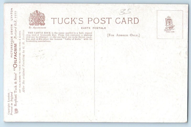 England Postcard Picturesque Devon Castle Rock Lynton c1910 Oilfacsim Tuck Art