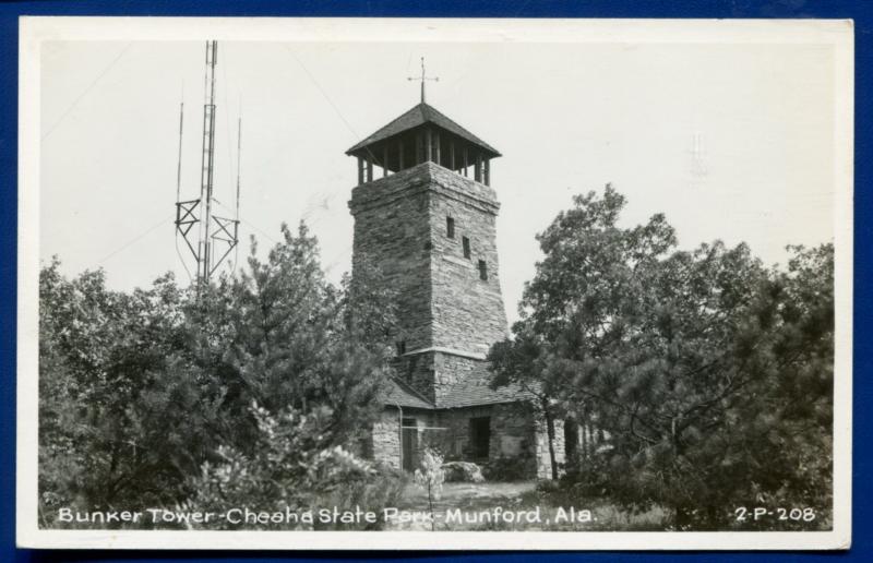 Munford Alabama al Cheaha State Park Bunker Tower Real Photo Postcard RPPC