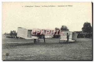 Old Postcard Jet Aviation Airplane Farman at Chalons camp Launch of & # 39helice