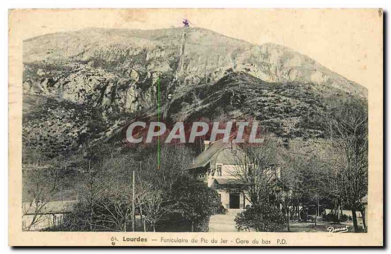 Old Postcard Lourdes Funicular of the Pic du Jer bottom station