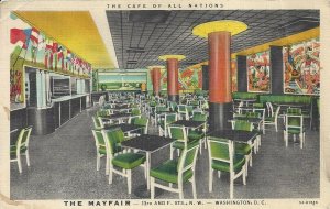 The Cafe Of All Nations, The Mayfair, Washington, D. C. Vintage Linen Postcard 