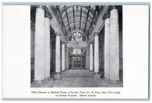 St. Paul Minnesota Postcard Main Entrance To Banking Rooms Of Security Trust Co