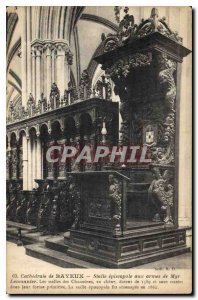 Old Postcard Bayeux Cathedral Episcopal stall the arms of Bishop Lemonnier in...