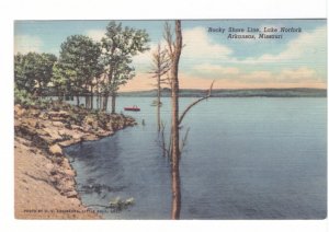 Rocky Shoreline, Norfolk Lake, Arkansas, Vintage Linen Postcard, Unused