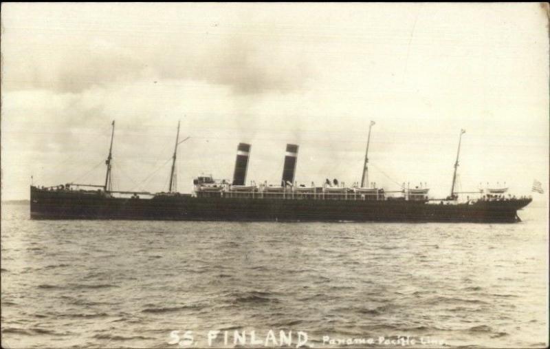 Panama Pacific Line Steamship SS Finland c1910 Real Photo Postcard