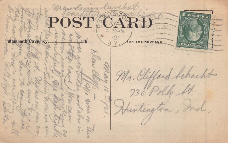 KENTUCKY~MAMMOTH CAVE-ON ECHO RIVER 360 FEET UNDERGROUND~1921 POSTCARD