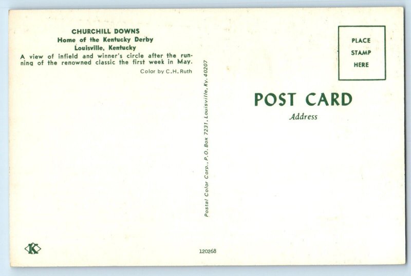 c1960 Louisville Kentucky KY Vintage Postcard Churchill Downs Aerial View Field