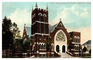 Postcard CHURCH SCENE Waterloo Iowa IA AP7194