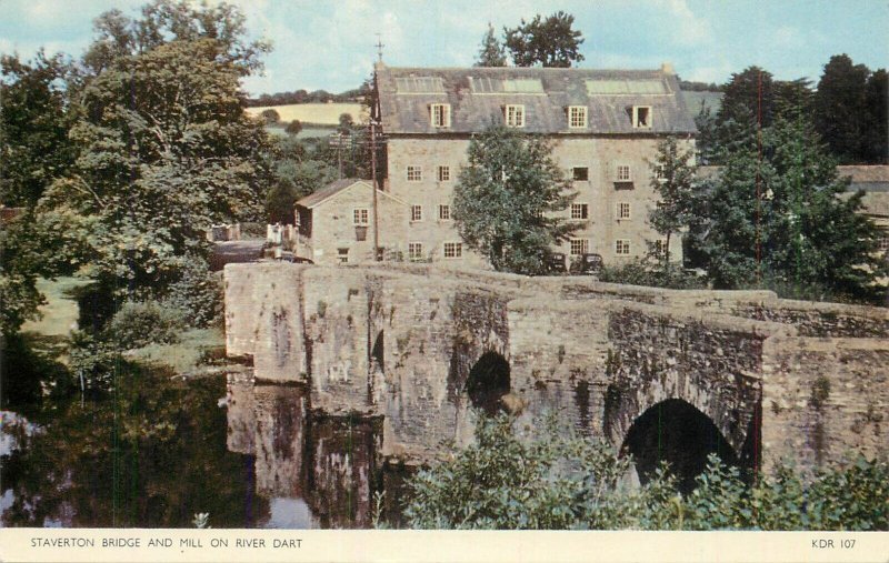 UK England Staverton bridge and mill river Dart