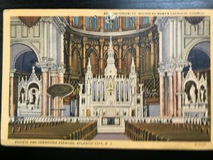 Vintage Postcard 1945 Interior St. Nicholas Catholic Church Atlantic City N.J.