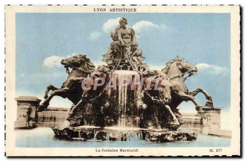 Old Postcard Lyon Artistic Fountain Bartholdi