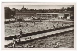 Swimming Pool Zwembad Olde Vechte Ommen Netherlands RPPC postcard