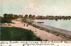 Postcard 1907 View of Beach Scene, Sand Hills, Scituate, MA.   L7