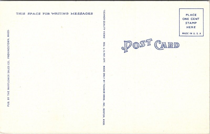 Pilgrim Memorial Monument John Chapman Poem Cape Cod Mass Linen Postcard 