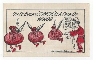 COMIC, 1907; Monk crying, 'CINCH' with wings and feet