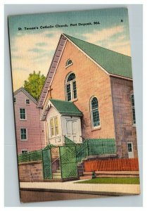 Vintage 1930's Postcard St. Teresa's Catholic Church Port Deposit Maryland