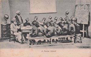 A Parsee School Indian College Wall Map Antique Postcard