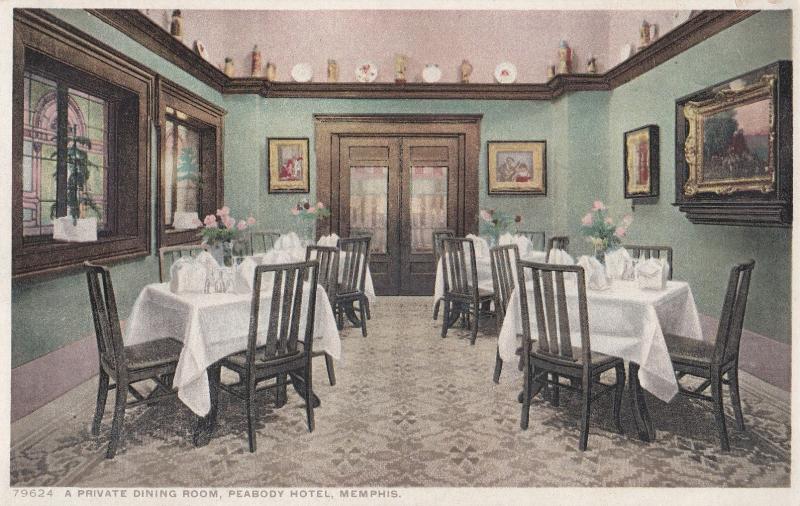 Dining Room From Peabody Hotel Memphis Old USA Postcard