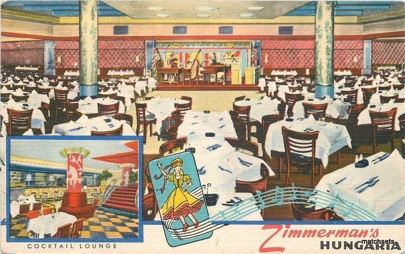 1945 Zimmerman's Hungaria interior New York City NY linen Bauman 13040