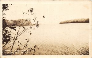 G53/ Hackensack Minnesota RPPC Postcard 1935 Woman Lake Lodge