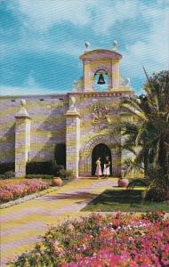 Florida Miami Beautiful Flower Gardens With Ancient Spanish Monastery In The ...