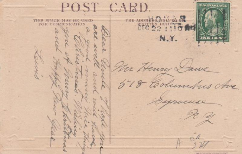 Christmas Greetings from Homer NY, New York - Castle Scene - DB