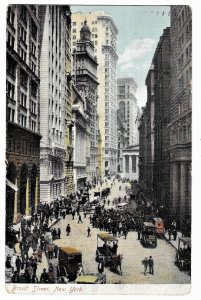 Broad Street, New York 1908 ANC PPC mailed Brooklyn to Johnstown, Pennsylvania