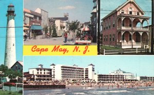 Vintage Postcard Light House Cape May Point Victorian Village Shopping Mall NJ