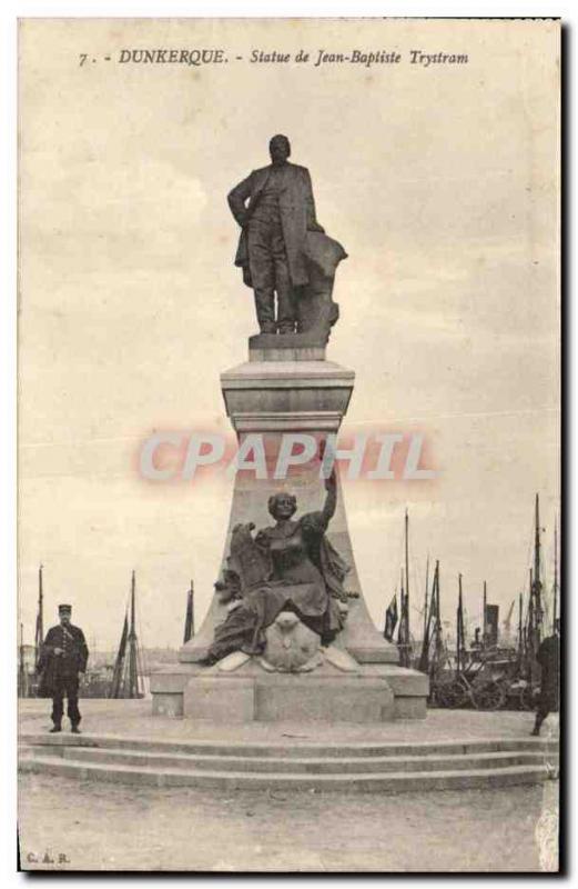 Old Postcard Dunkirk Statue Jean Baptiste Trystram Charter