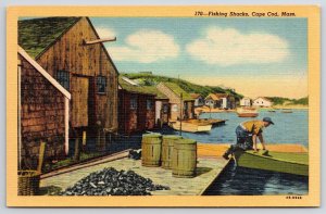 Fishing Shacks Oyster Ricer Chatham Cape Cod Massachusetts MA Boats Postcard